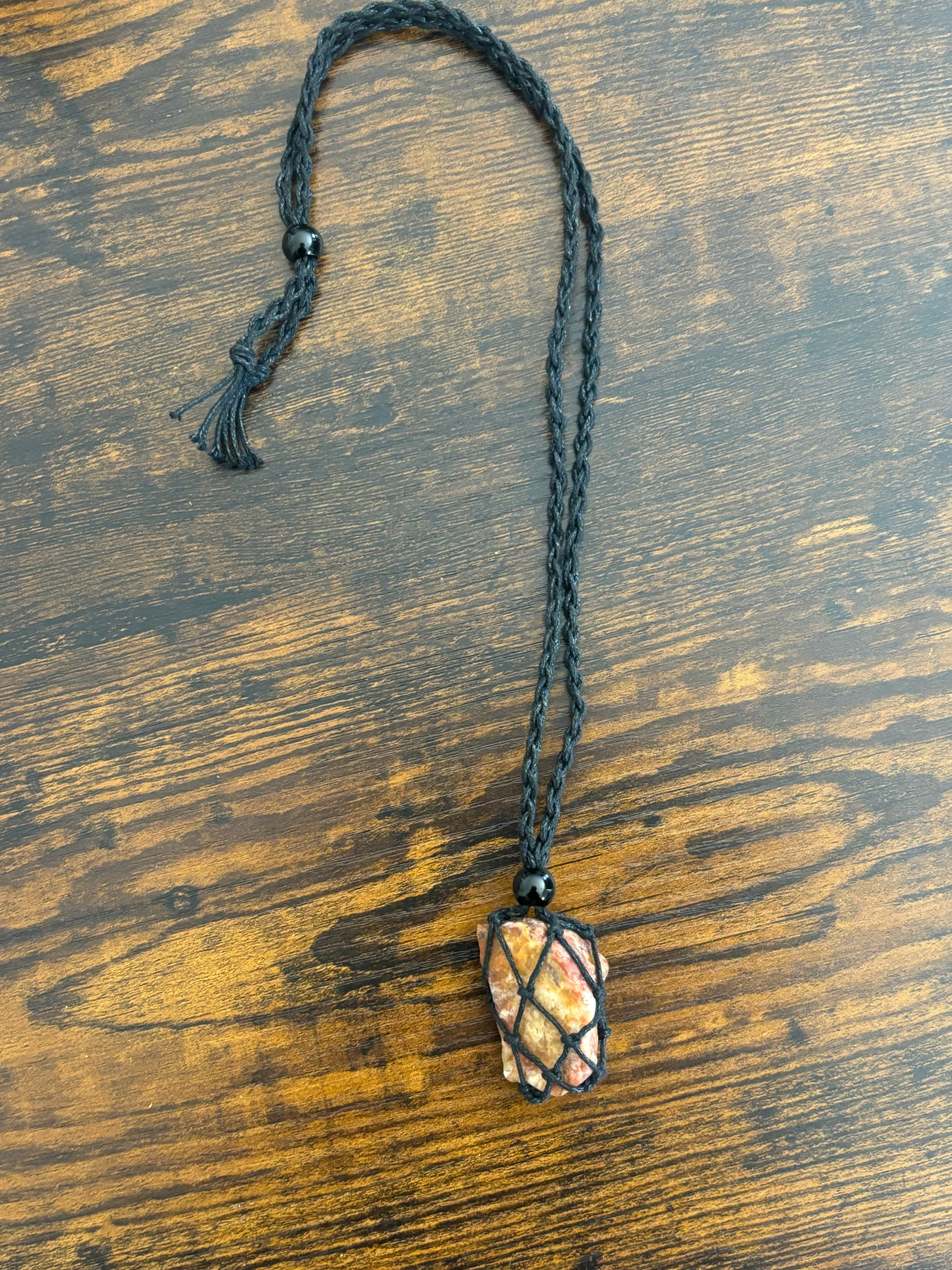 Woven Rope Necklace Black- Golden Cave Coral