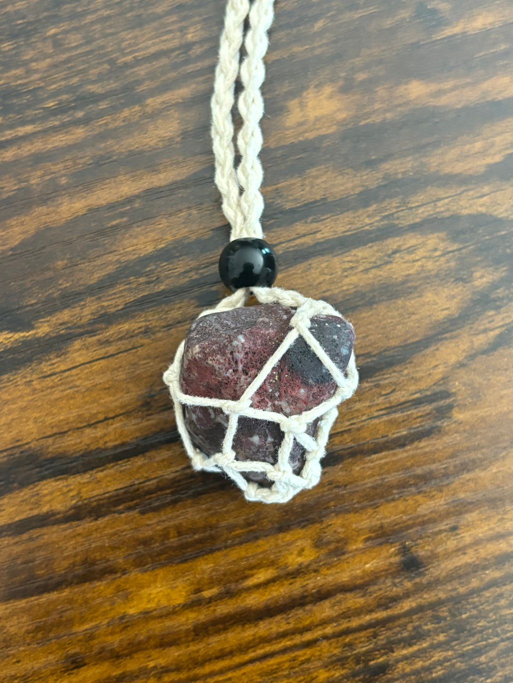Woven Rope Necklace White- Desert Jasper