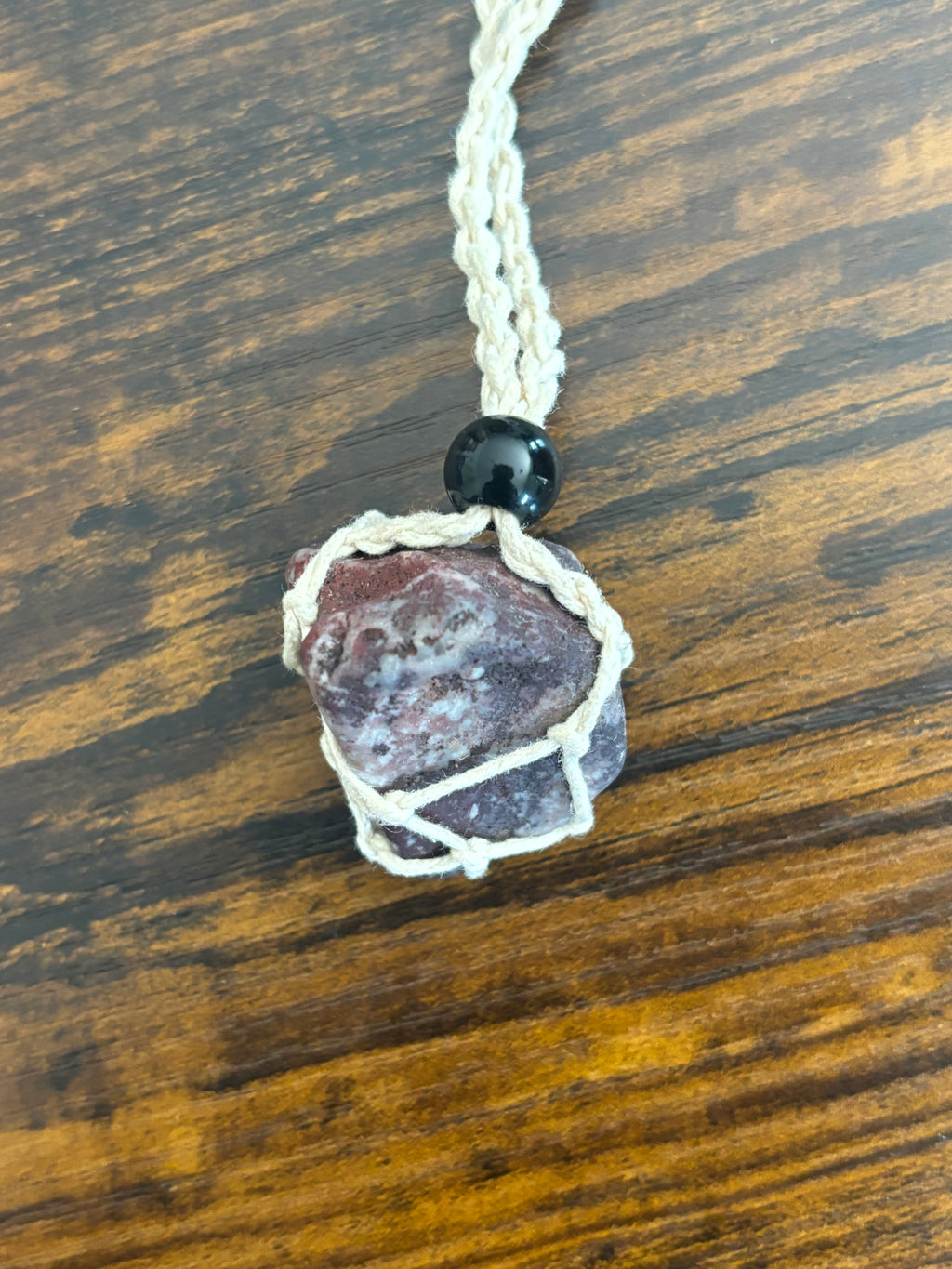 Woven Rope Necklace White- Desert Jasper