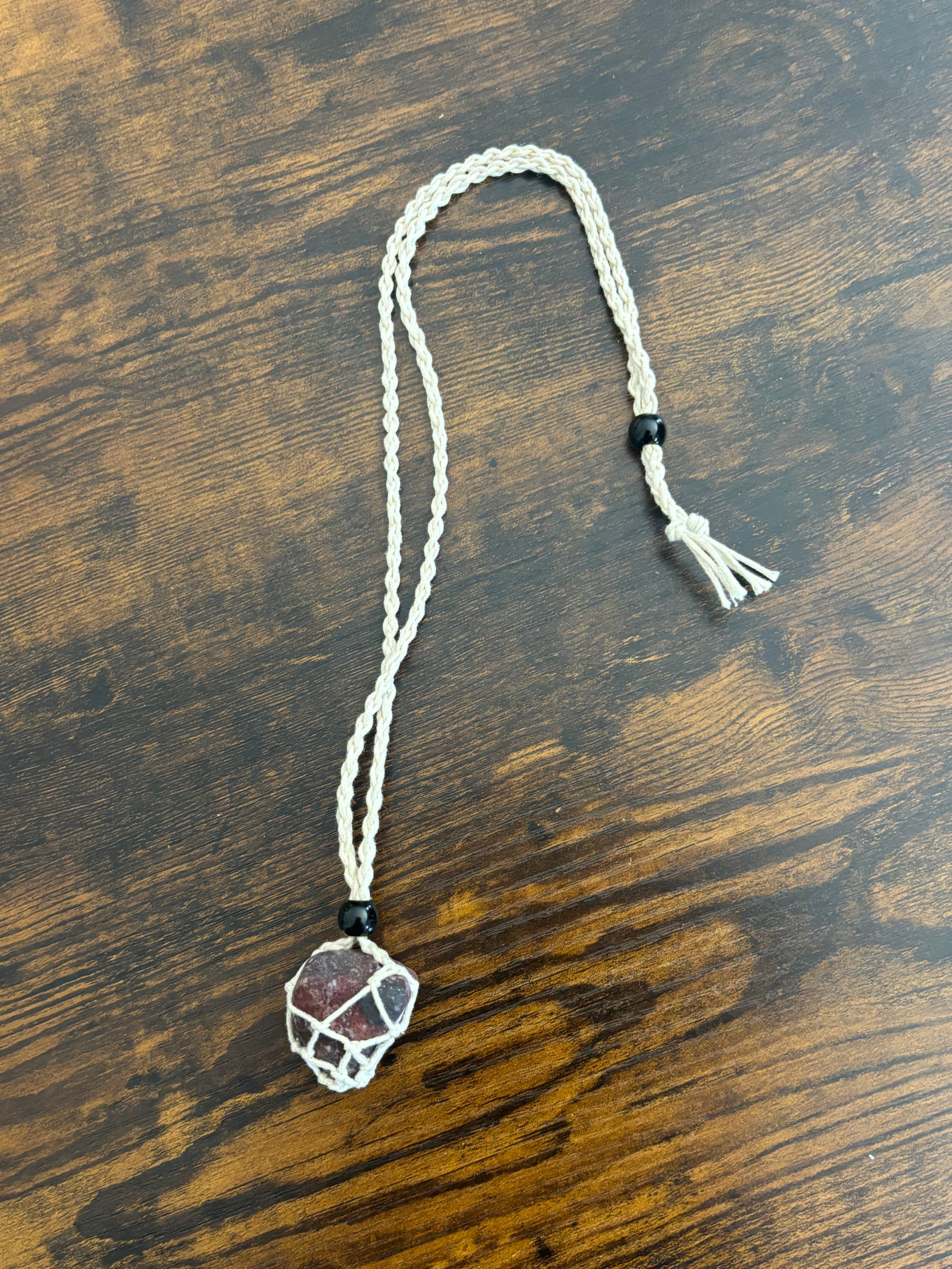 Woven Rope Necklace White- Desert Jasper