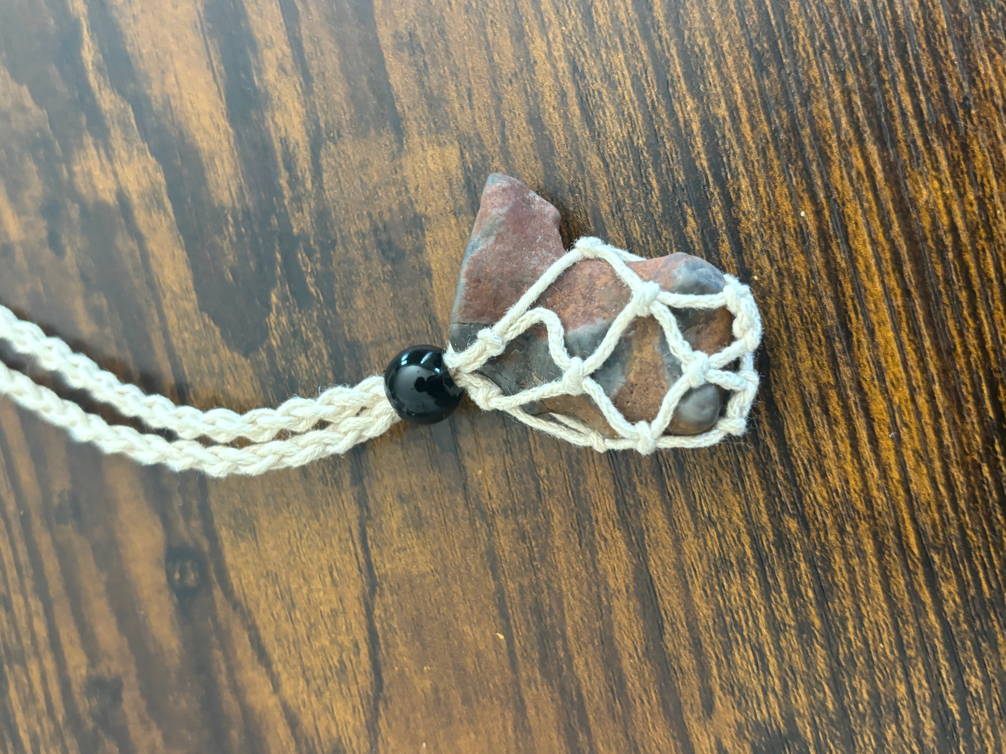 Woven Rope Necklace White- Chert Matrix