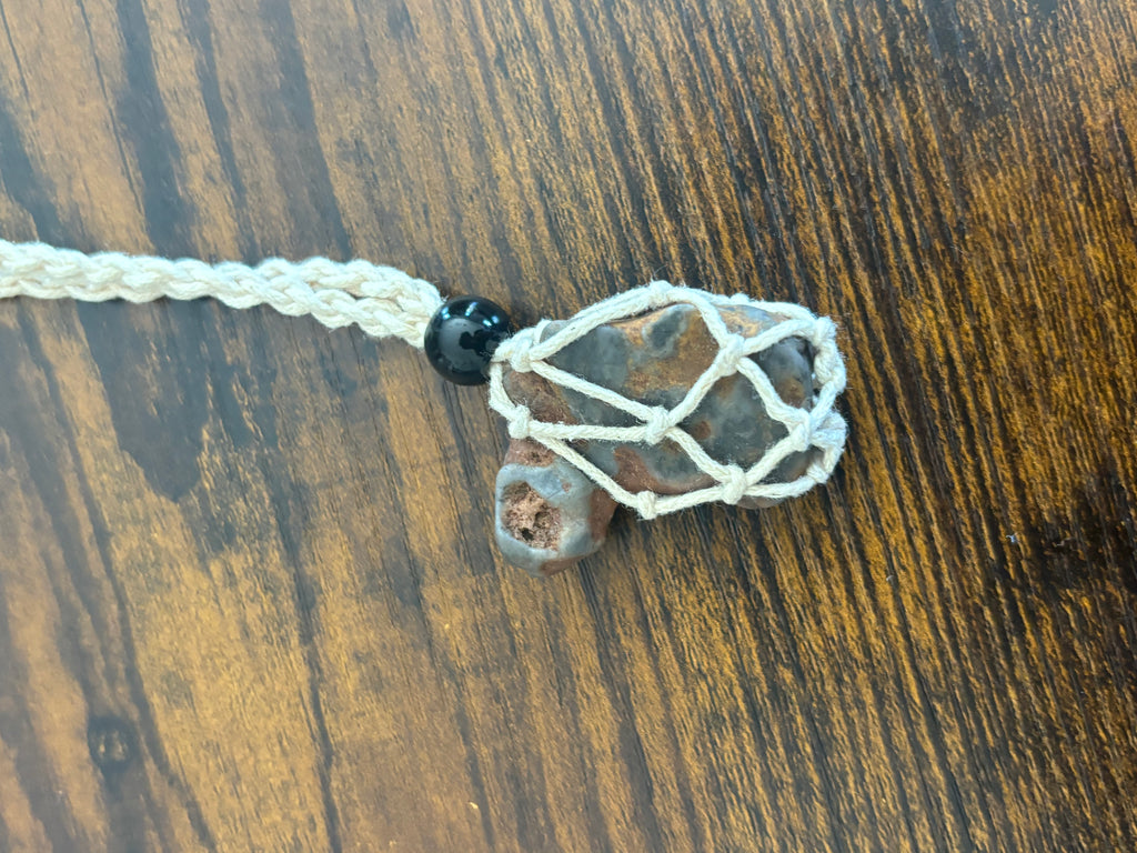 Woven Rope Necklace White- Chert Matrix
