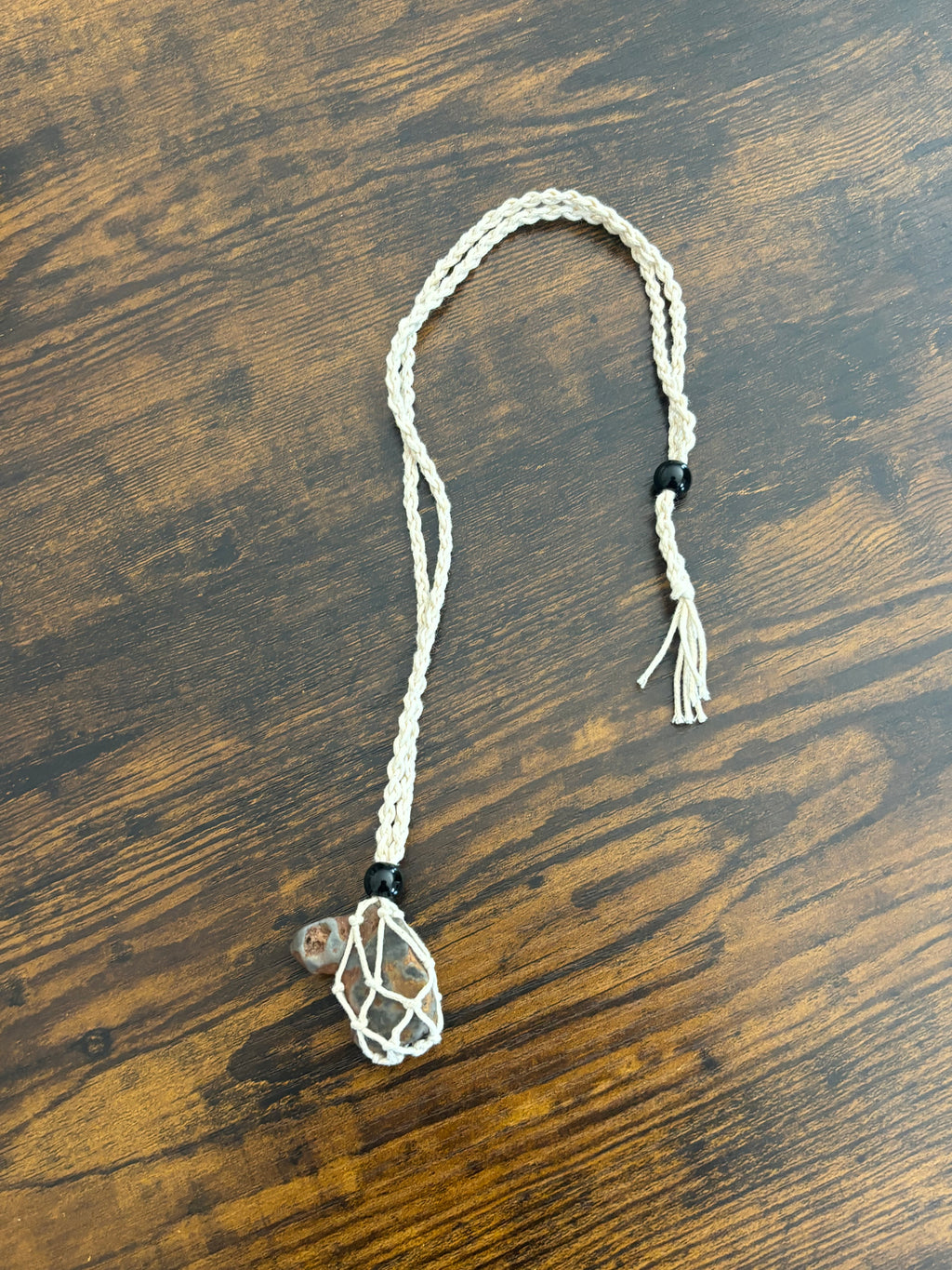 Woven Rope Necklace White- Chert Matrix