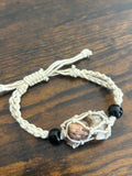 Woven Rope Bracelet Black- Cave Coral Rose Veined and Black Veined