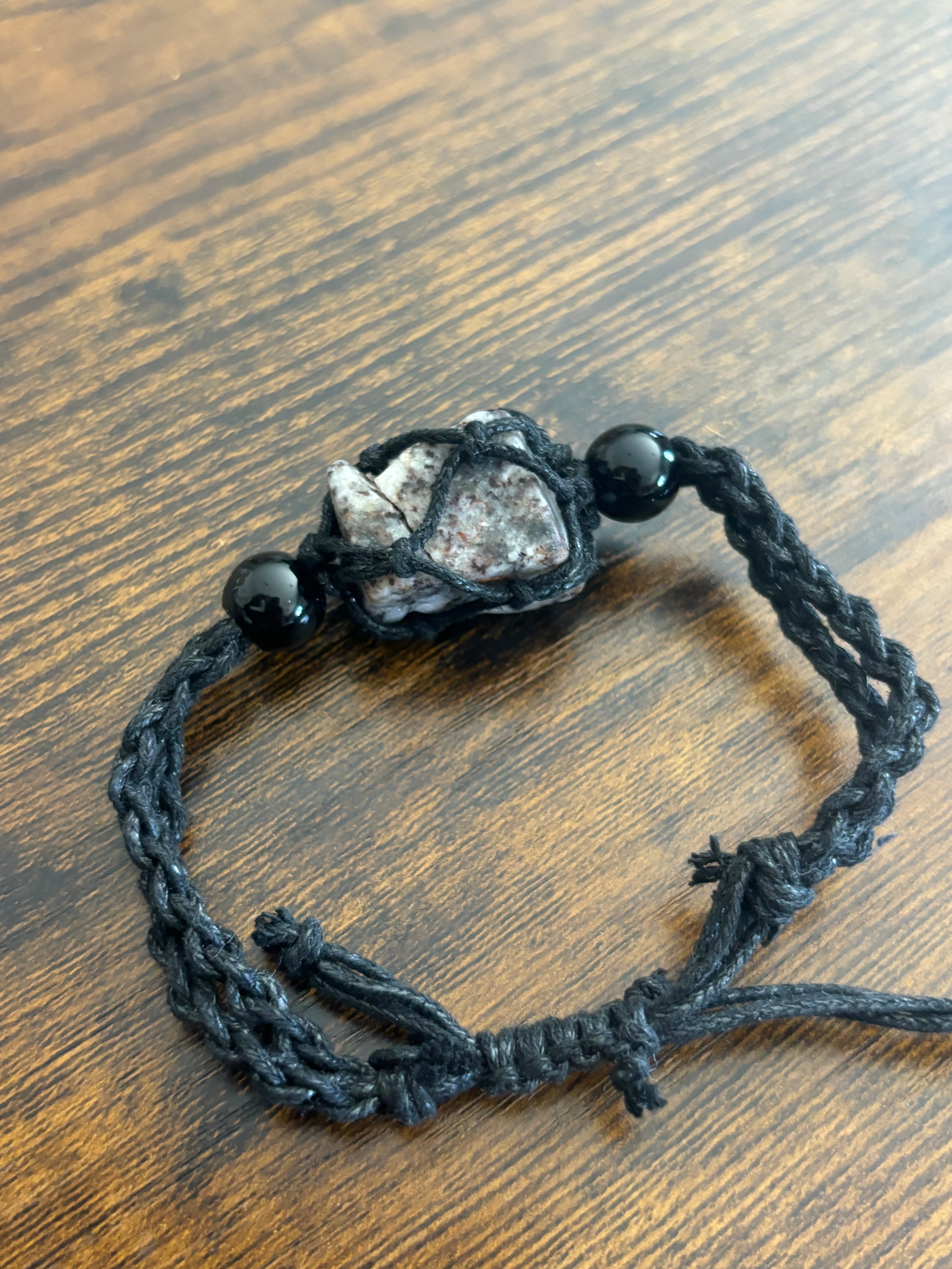 Woven Rope Bracelet Black- Cave Coral