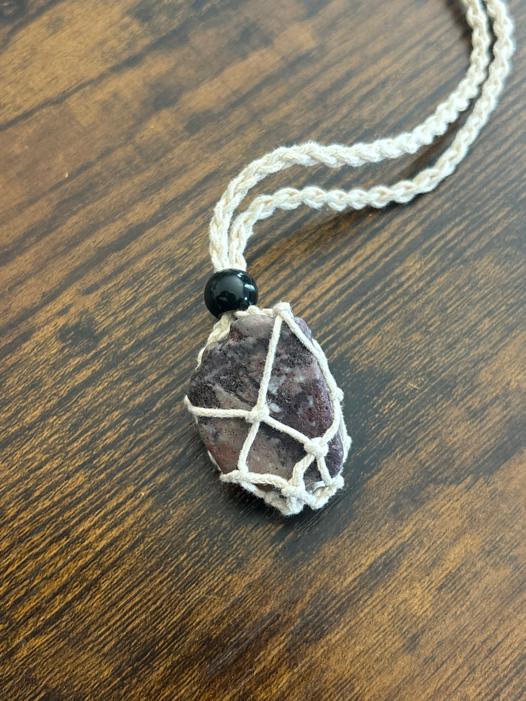 Woven Rope Necklace White- Desert Jasper