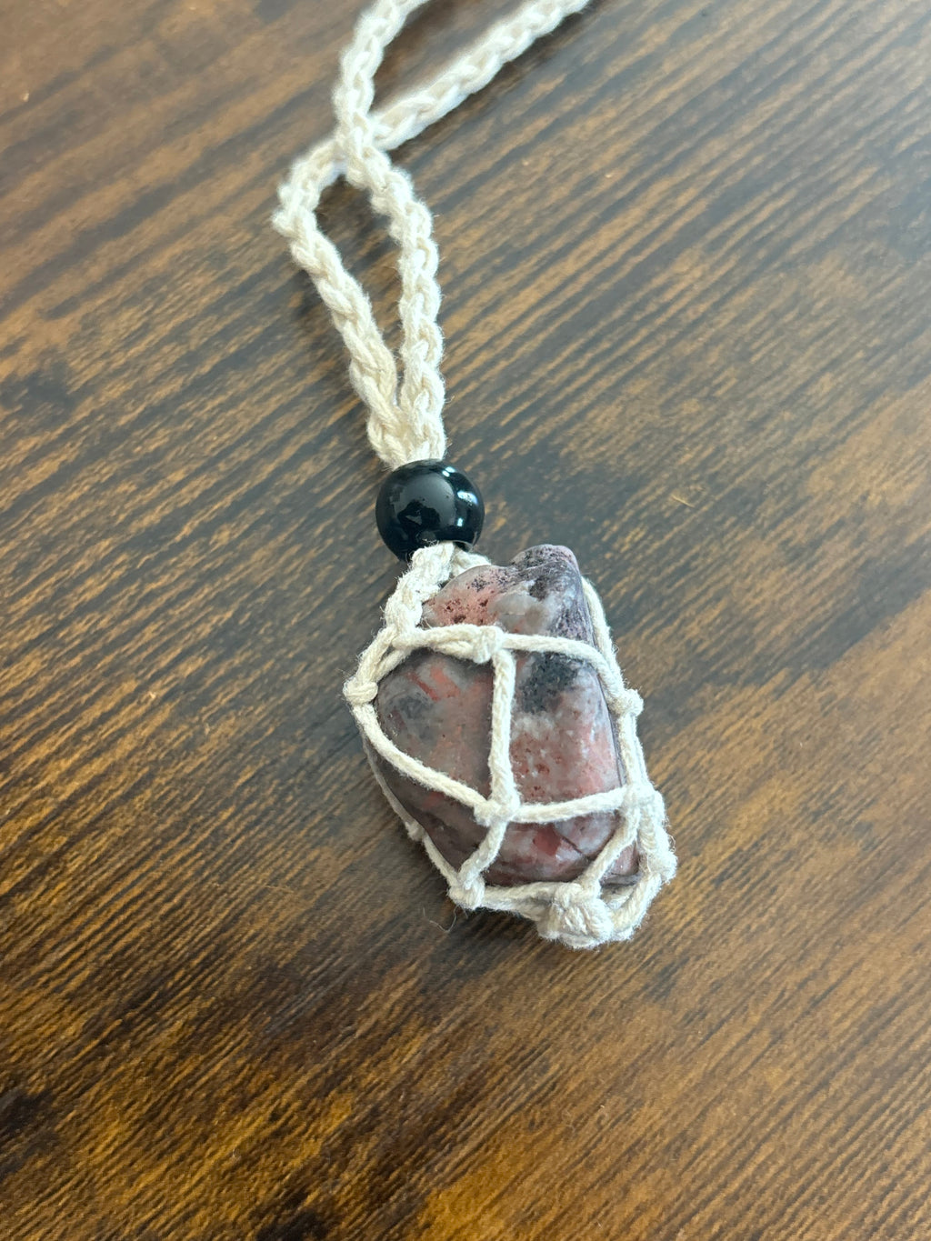 Woven Rope Necklace White- Desert Jasper