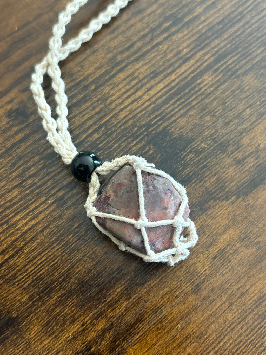 Woven Rope Necklace White- Desert Jasper