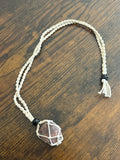Woven Rope Necklace White- Desert Jasper