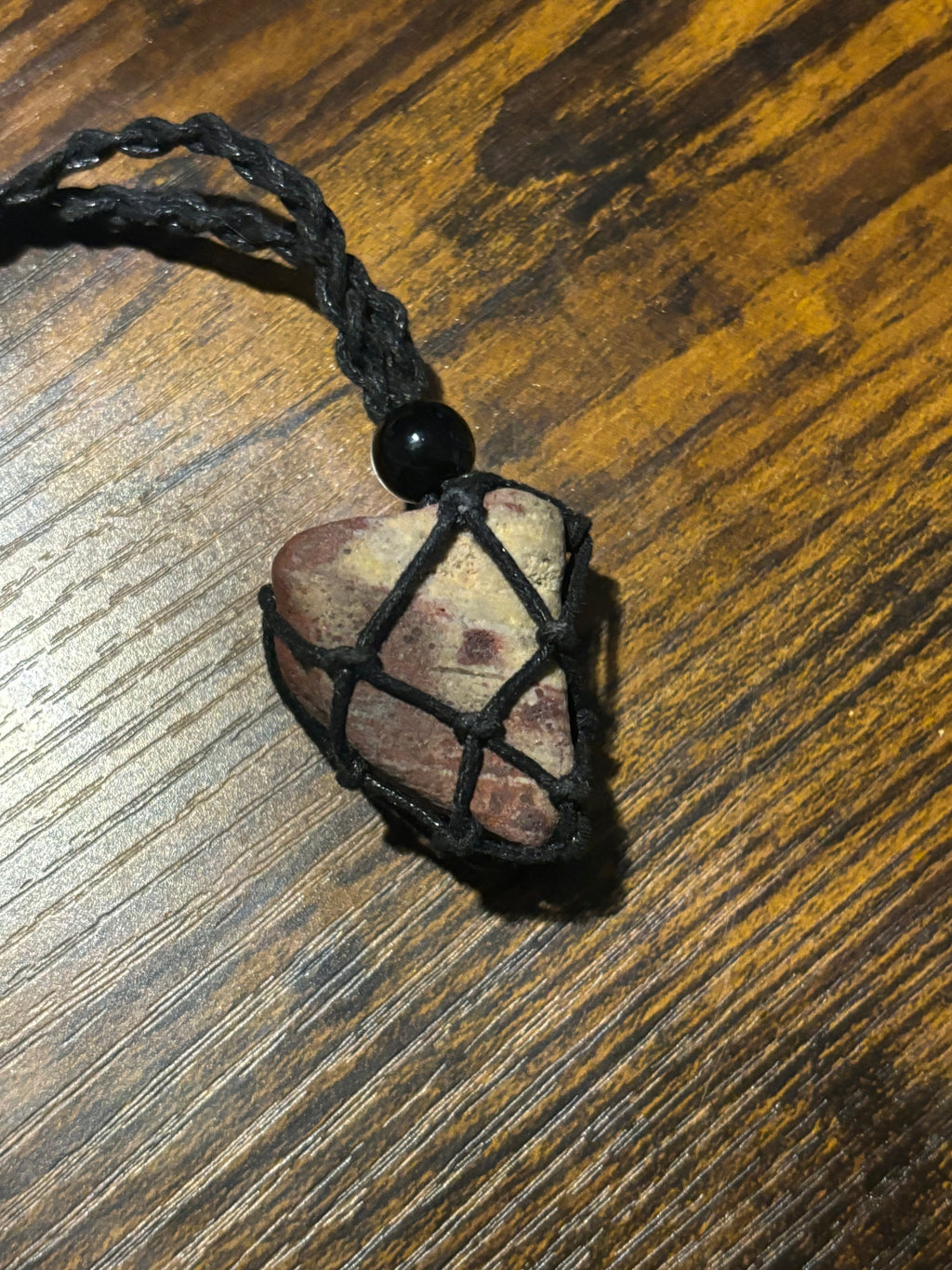 Woven Rope Necklace Black- Desert Picture Jasper