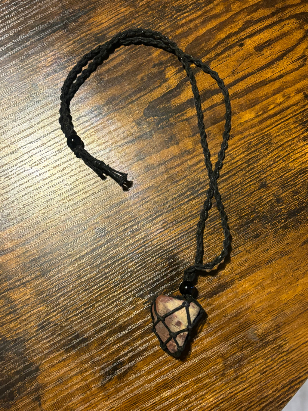 Woven Rope Necklace Black- Desert Picture Jasper