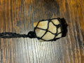 Woven Rope Necklace Black-Yellow and White quartz