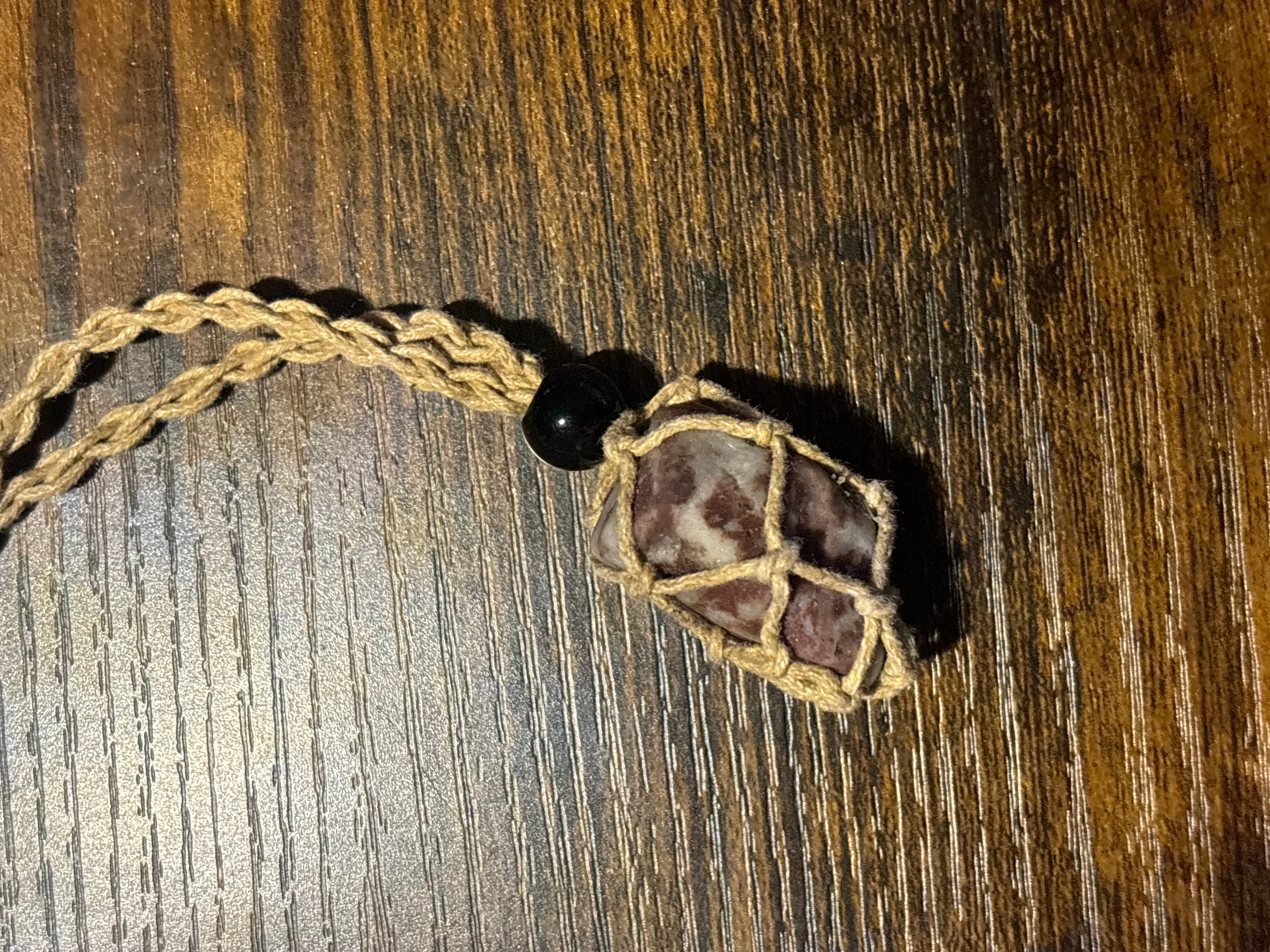 Woven Rope Necklace Tan- Marble Jasper