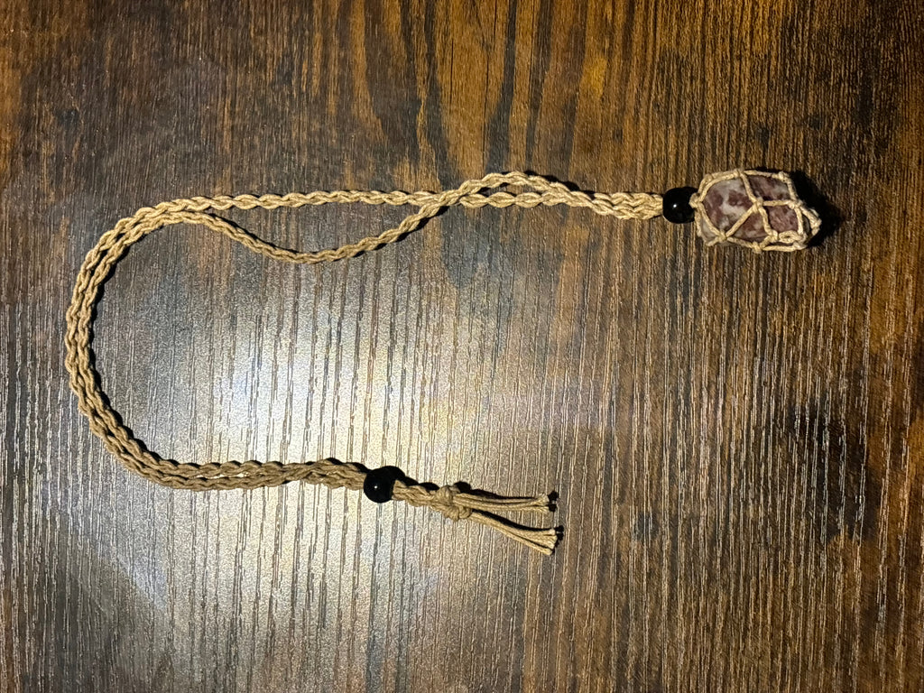 Woven Rope Necklace Tan- Marble Jasper