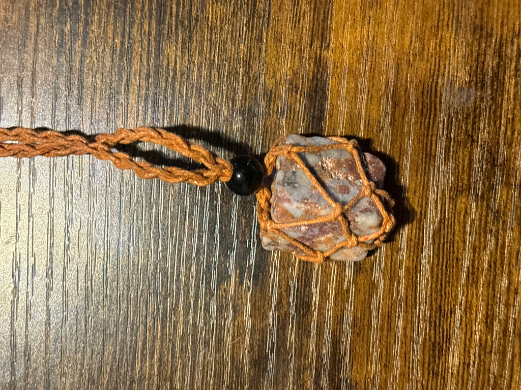 Woven Rope Necklace Copper-Marble Jasper