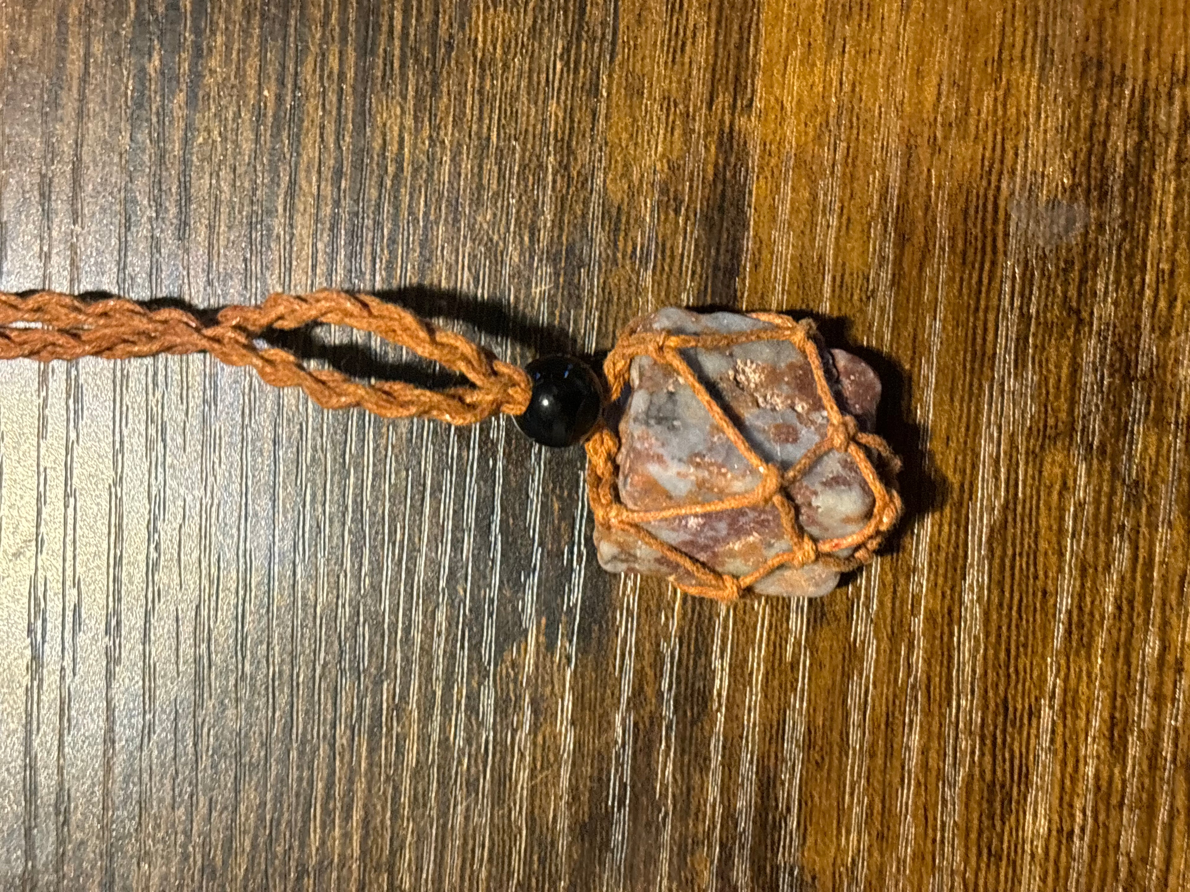 Woven Rope Necklace Copper-Marble Jasper