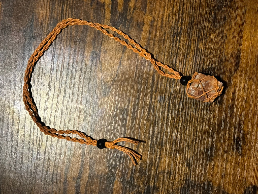 Woven Rope Necklace Copper-Marble Jasper