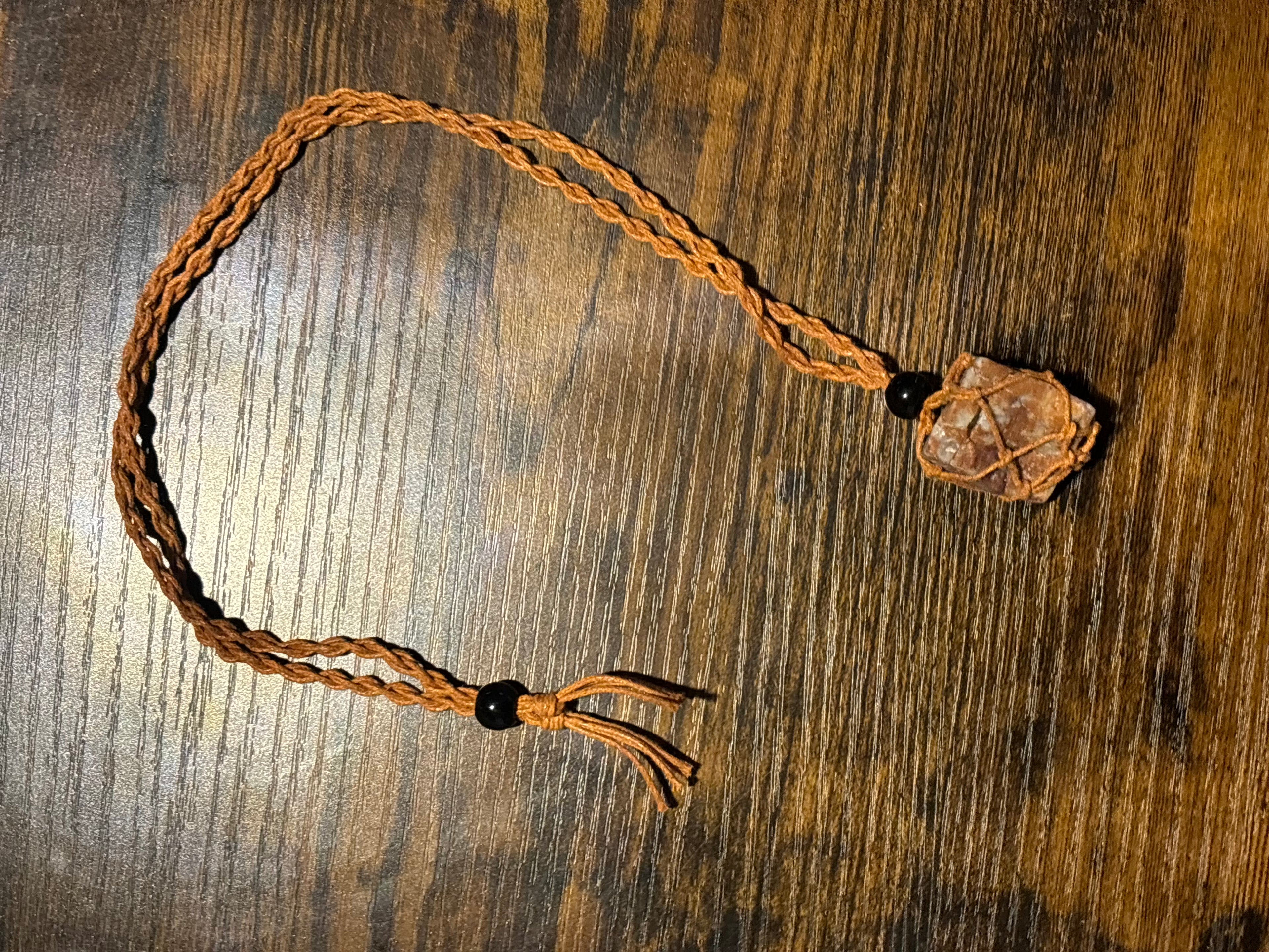 Woven Rope Necklace Copper-Marble Jasper