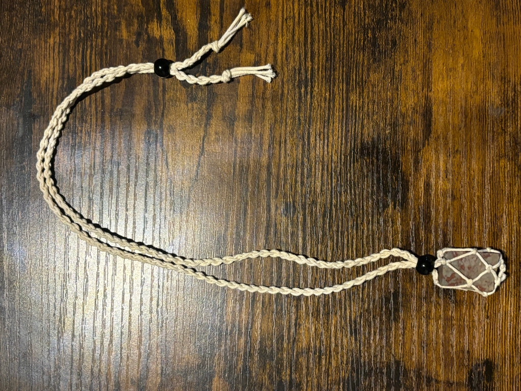 Woven Rope Necklace White- Chert Matrix