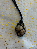 Woven Rope Necklace Black- Gold Veined Cave Coral