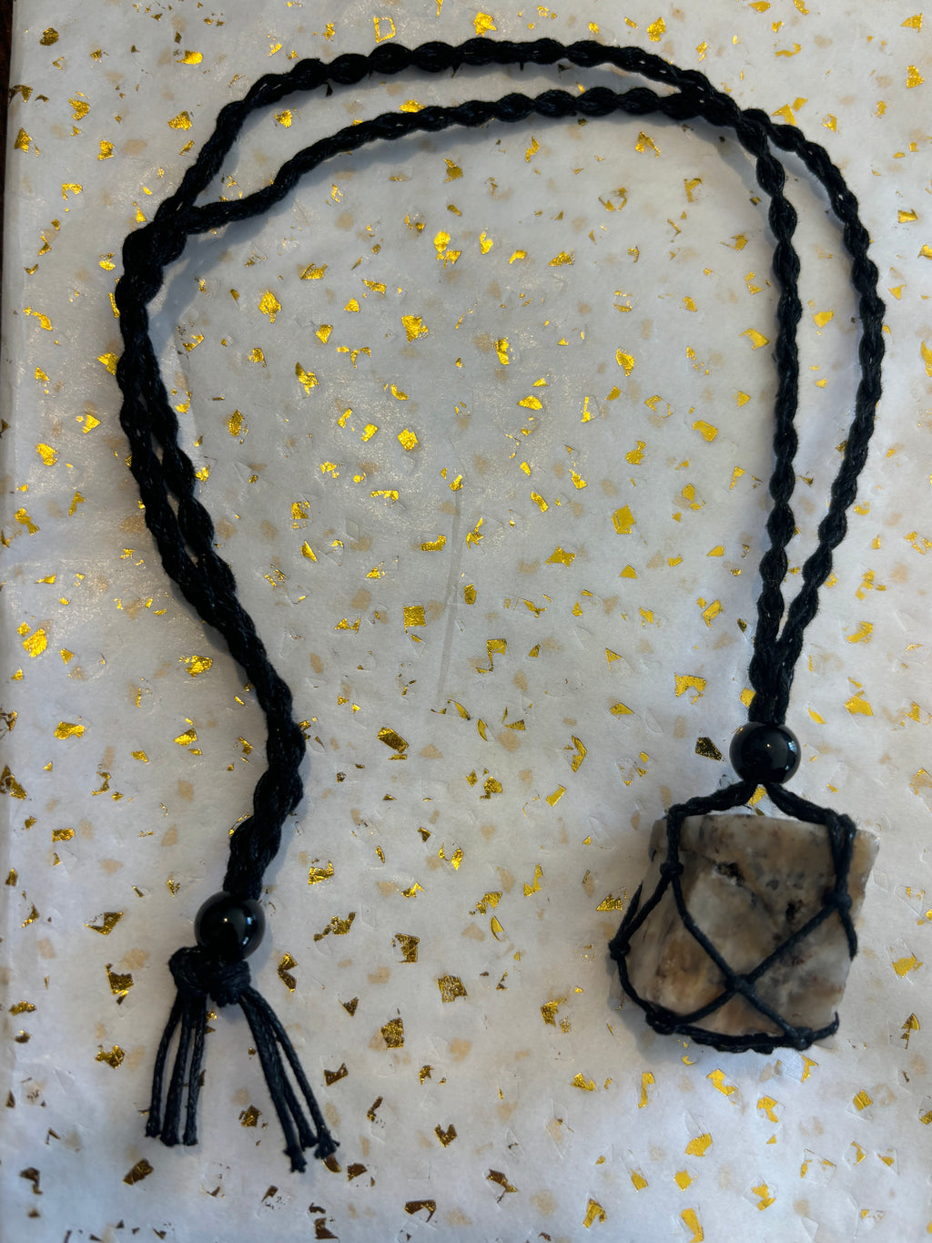 Woven Rope Necklace Black- Marble Cave Coral