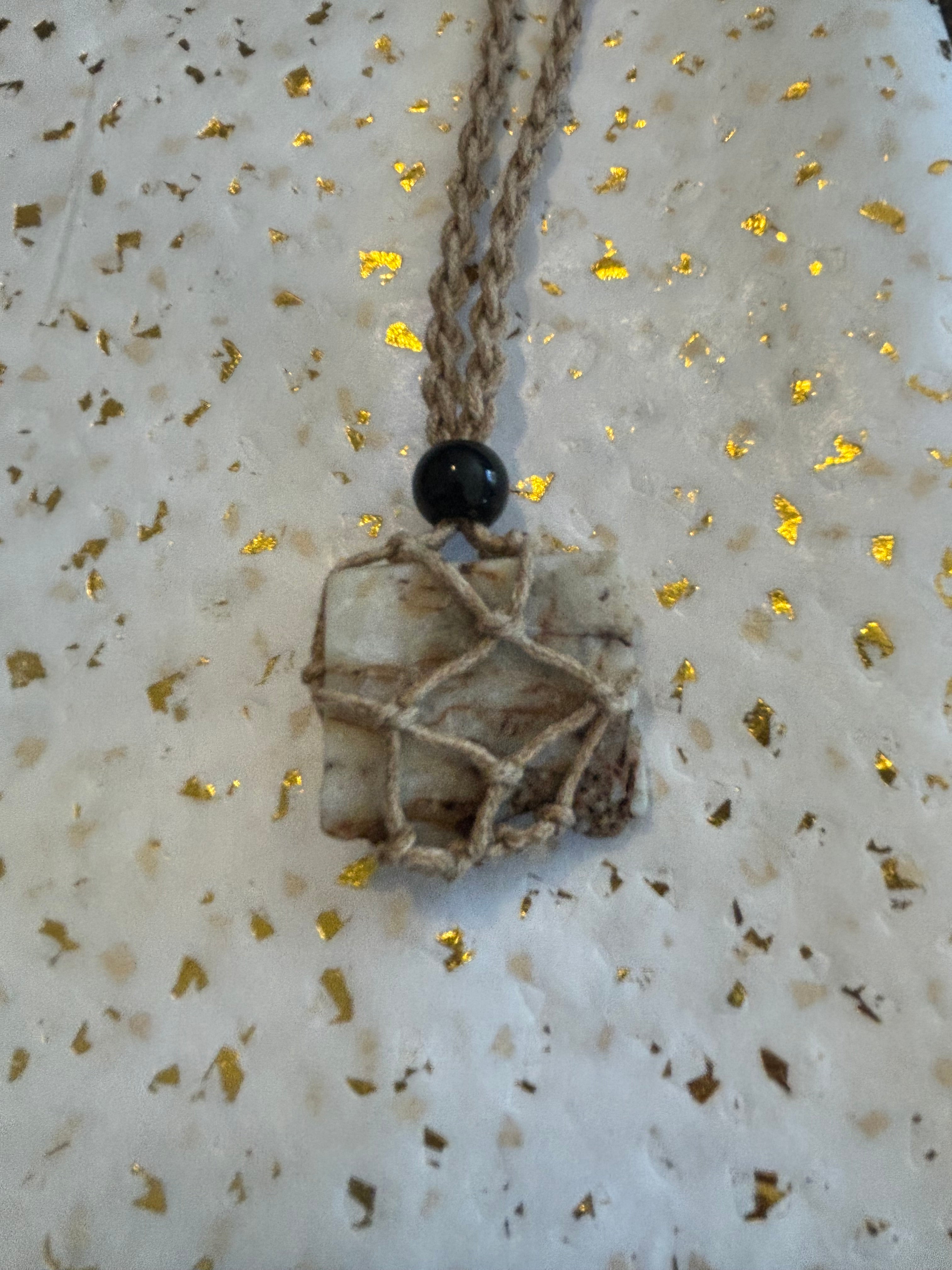 Woven Rope Necklace Tan- Gold Cave Coral