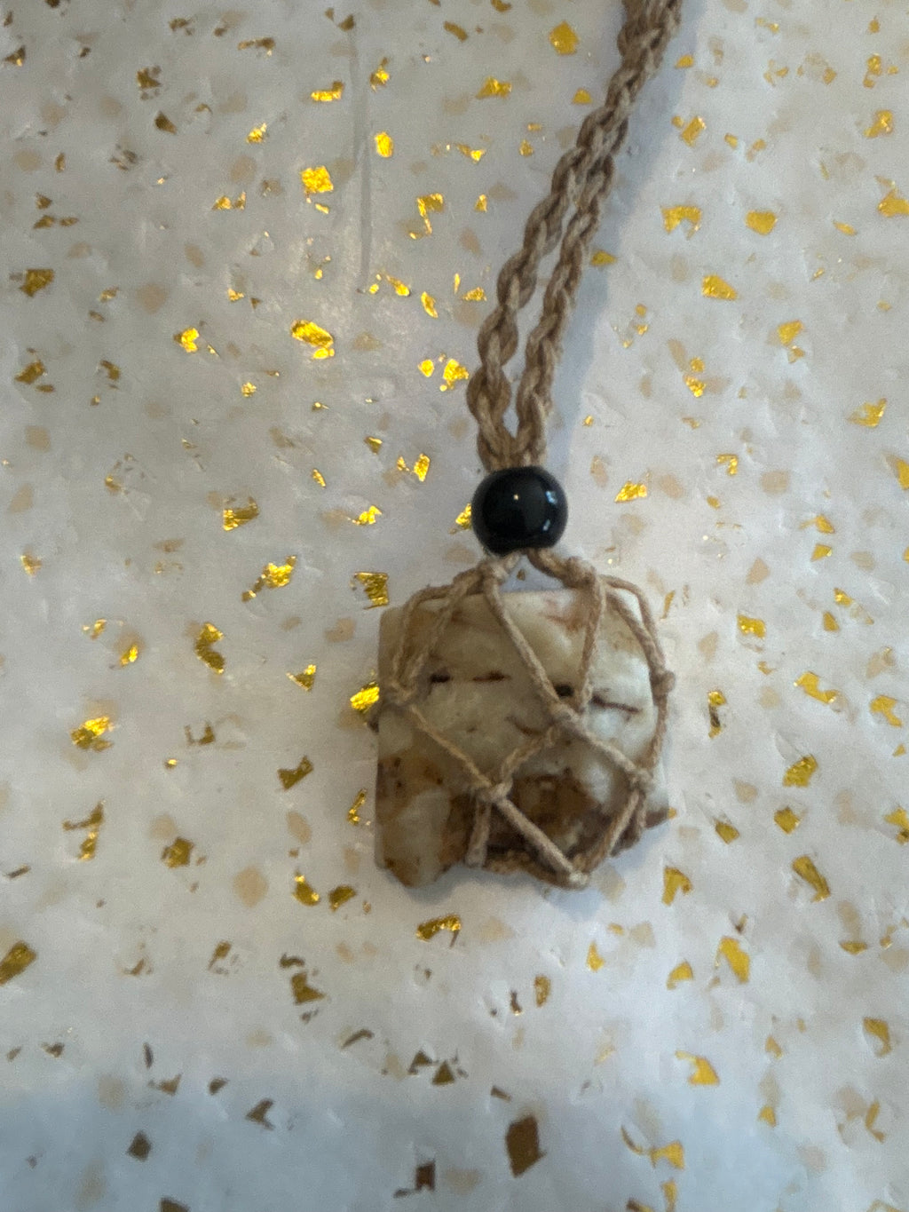 Woven Rope Necklace Tan- Gold Cave Coral