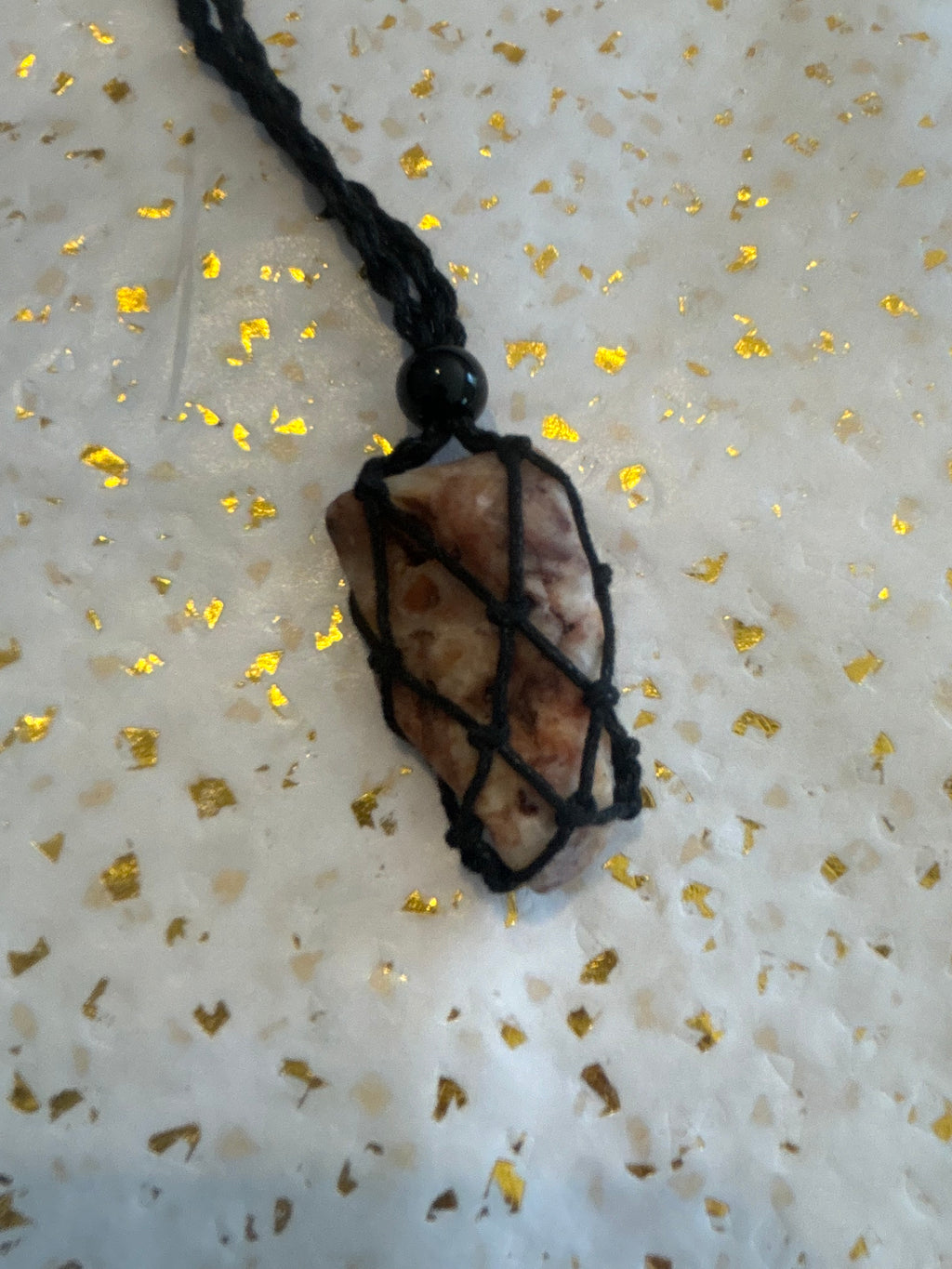 Woven Rope Necklace Black- Rose Filled Cave Coral