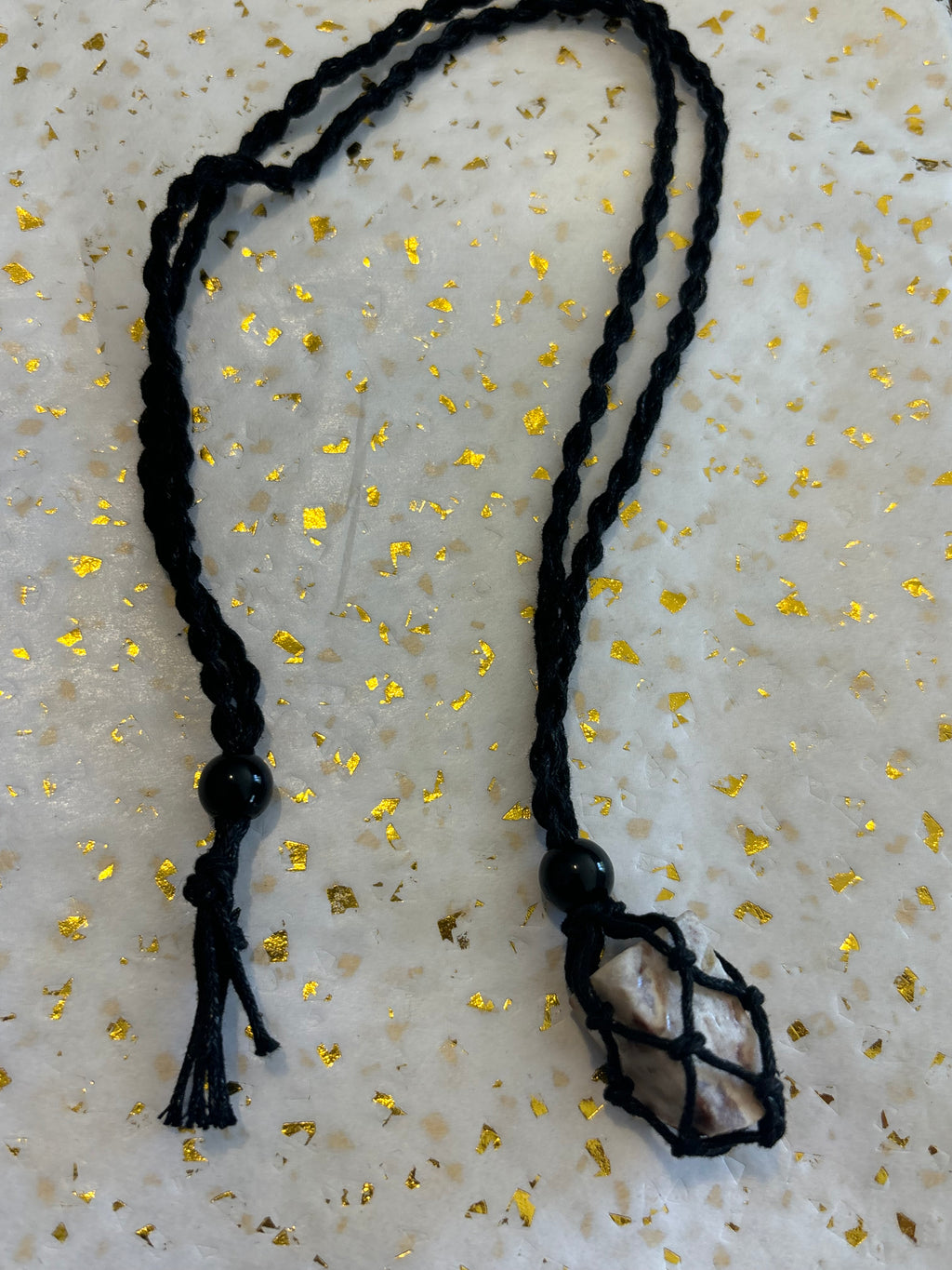Woven Rope Necklace Black-Marble Cave Coral
