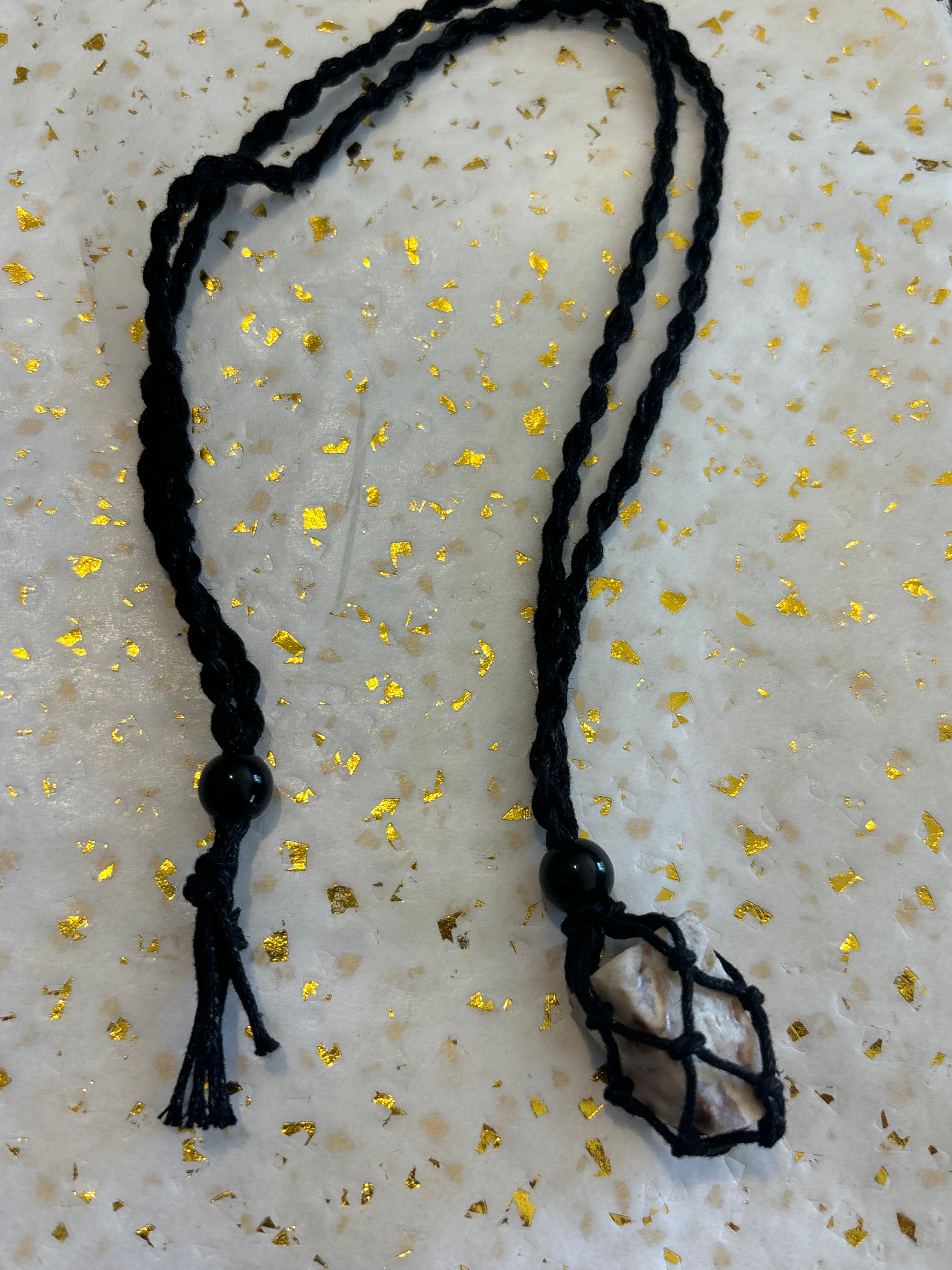 Woven Rope Necklace Black-Marble Cave Coral