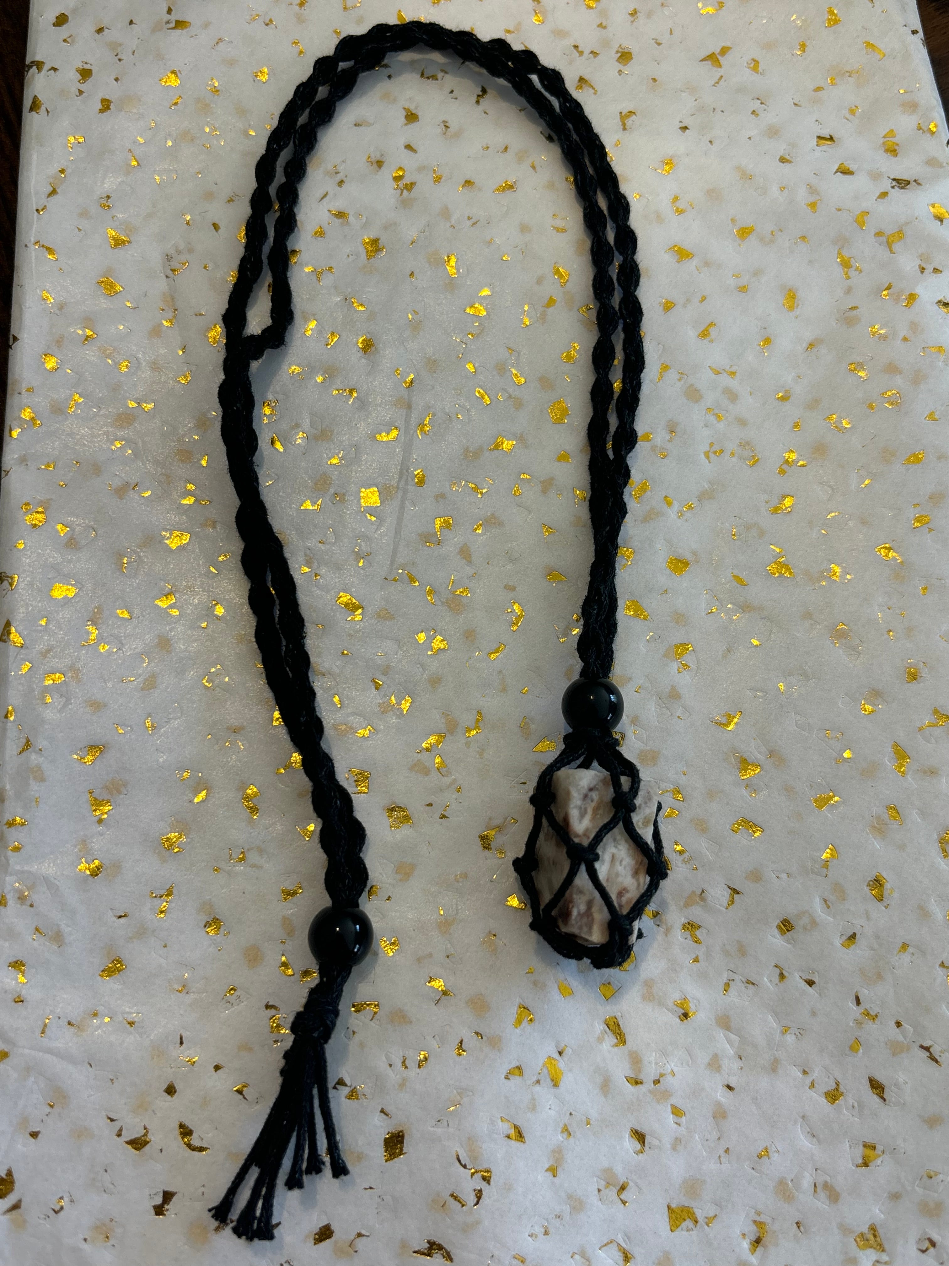 Woven Rope Necklace Black-Marble Cave Coral