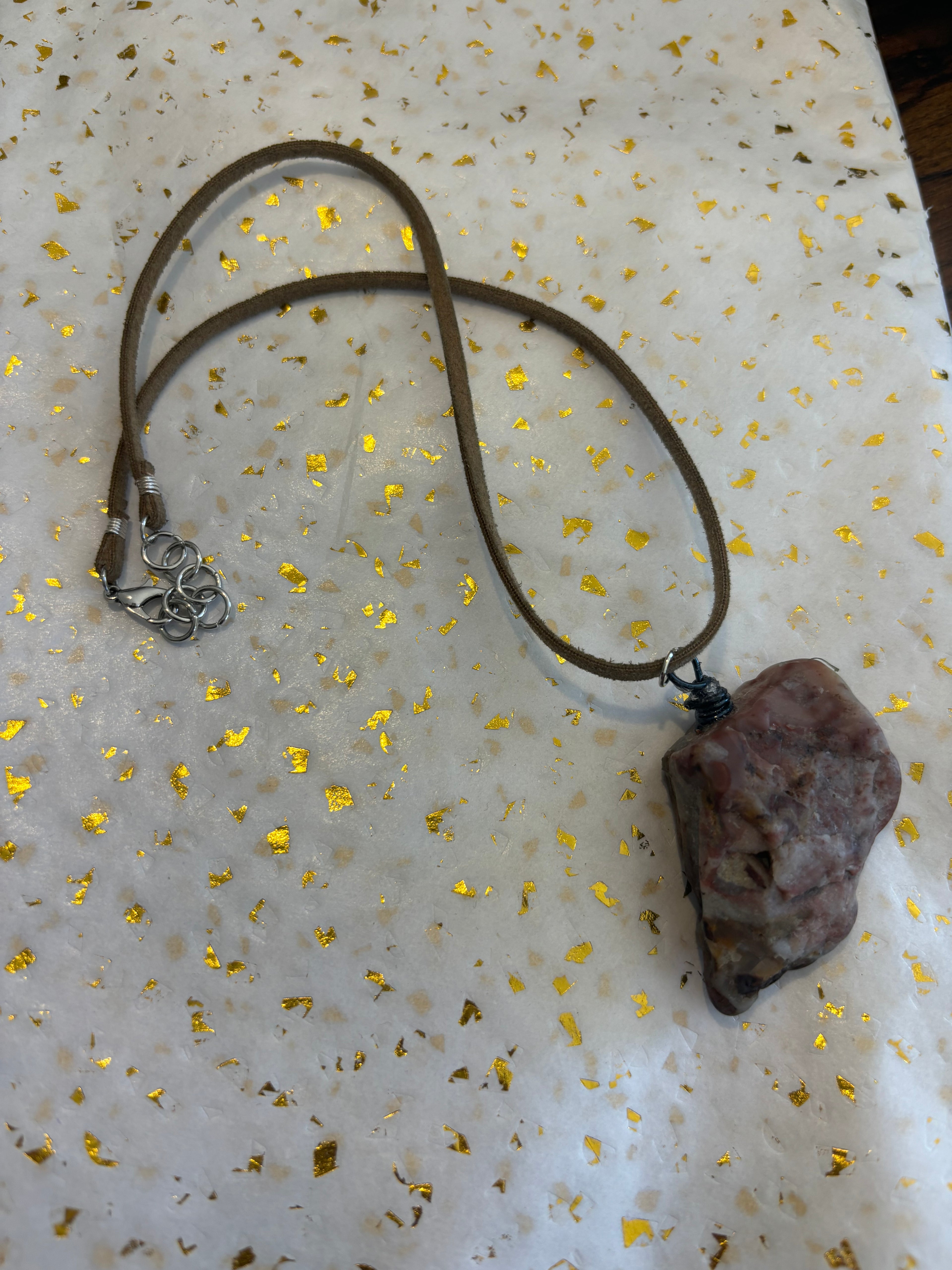 Wired Necklace- Rose Filled Cave Coral
