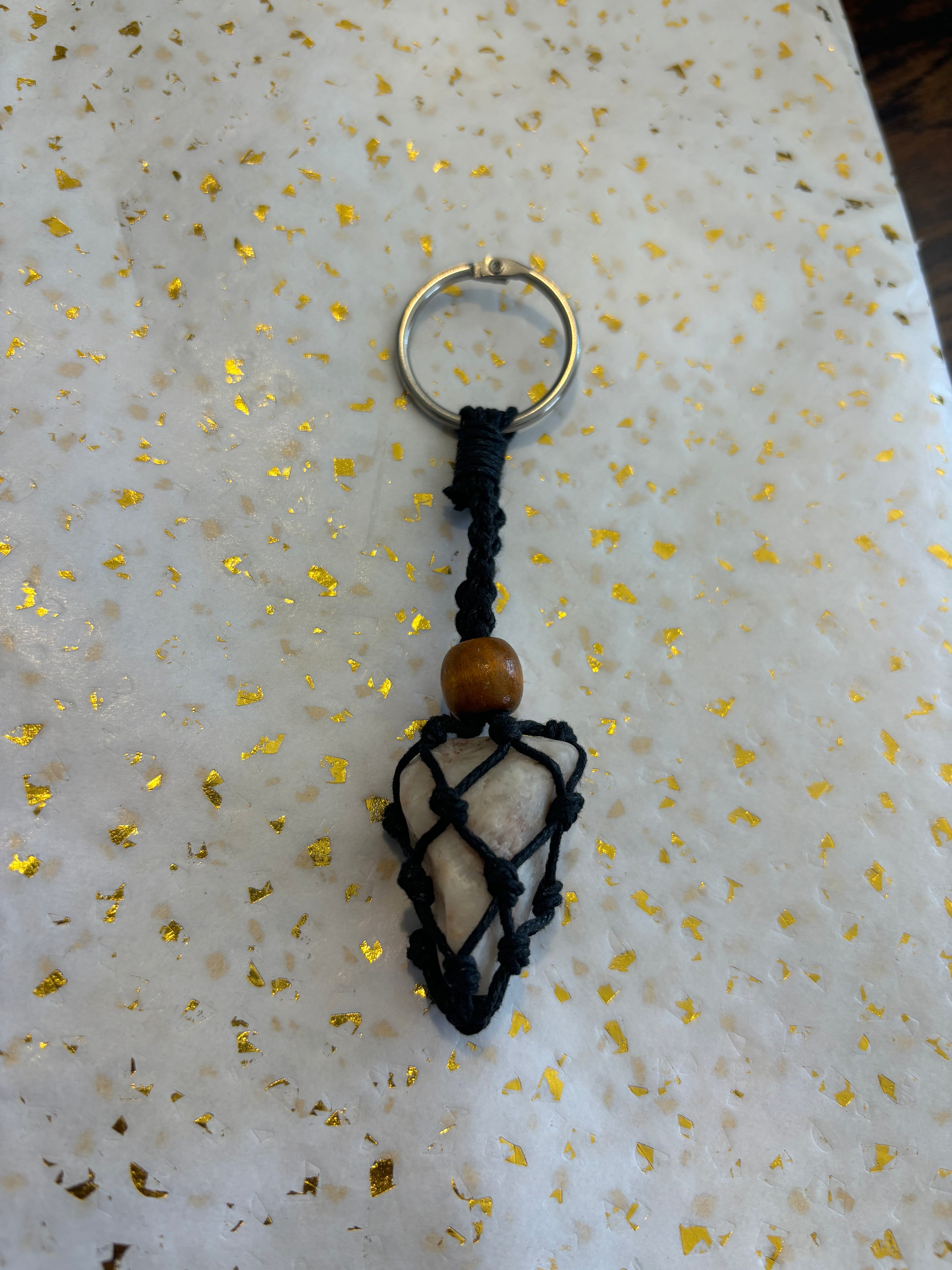 Woven Rope Keychain/Purse Charm- Rose Veined Cave Coral