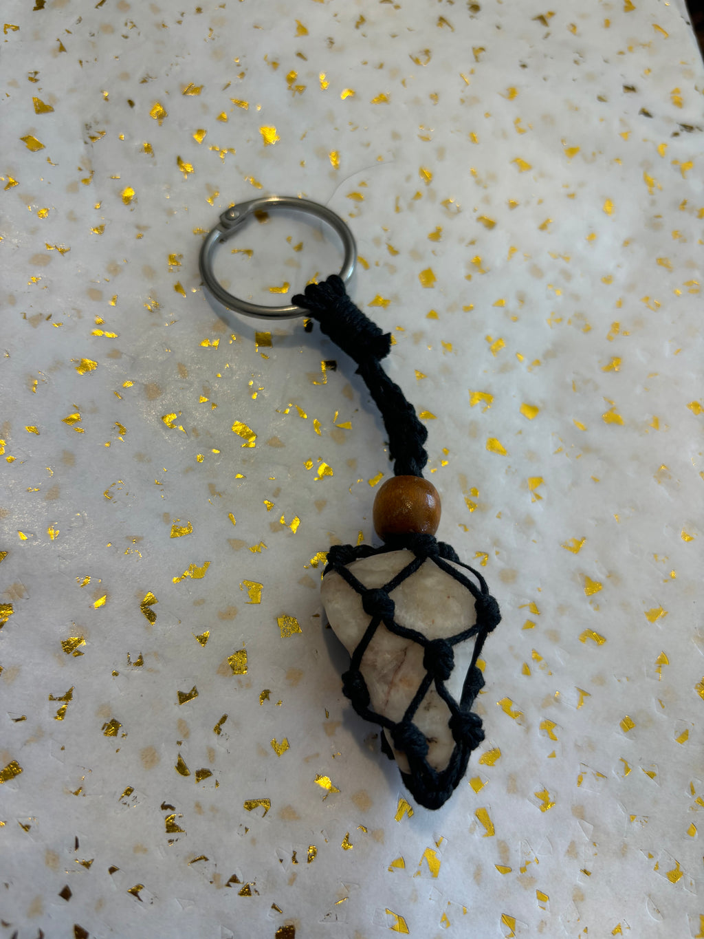 Woven Rope Keychain/Purse Charm- Rose Veined Cave Coral