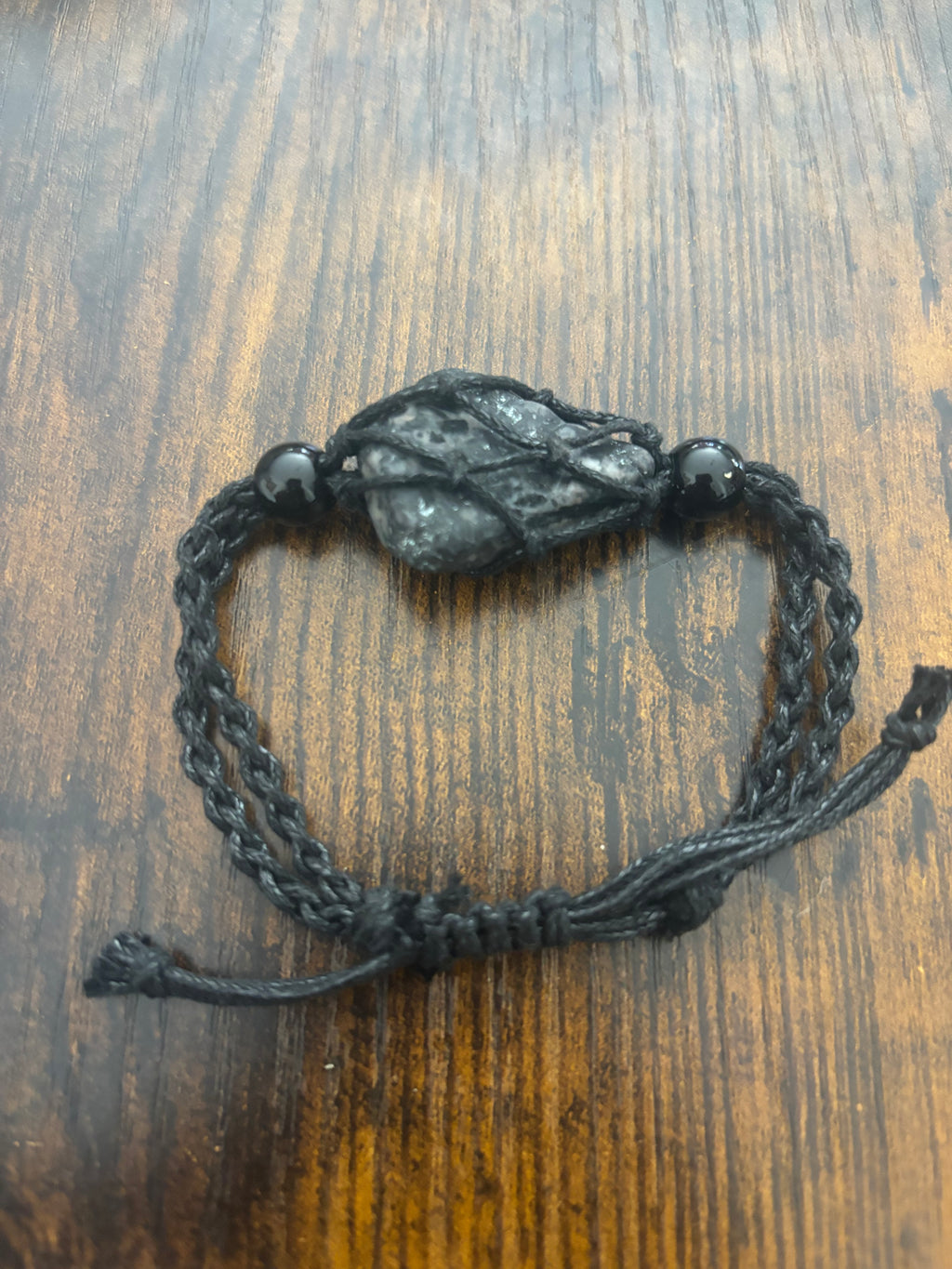 Woven Rope Bracelet- Black Star Diopside