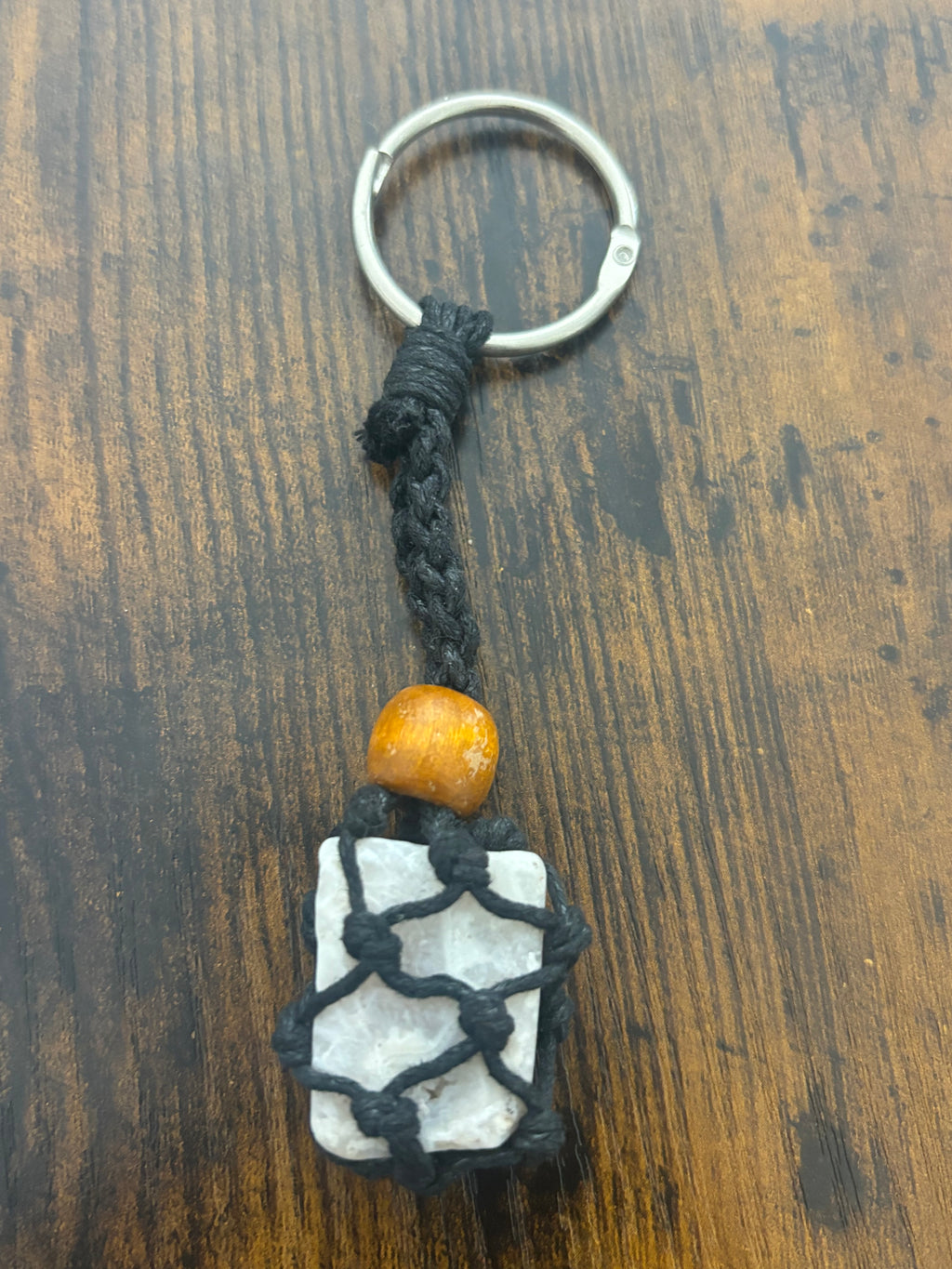 Woven Rope Keychain/Purse Charm-White Quartz