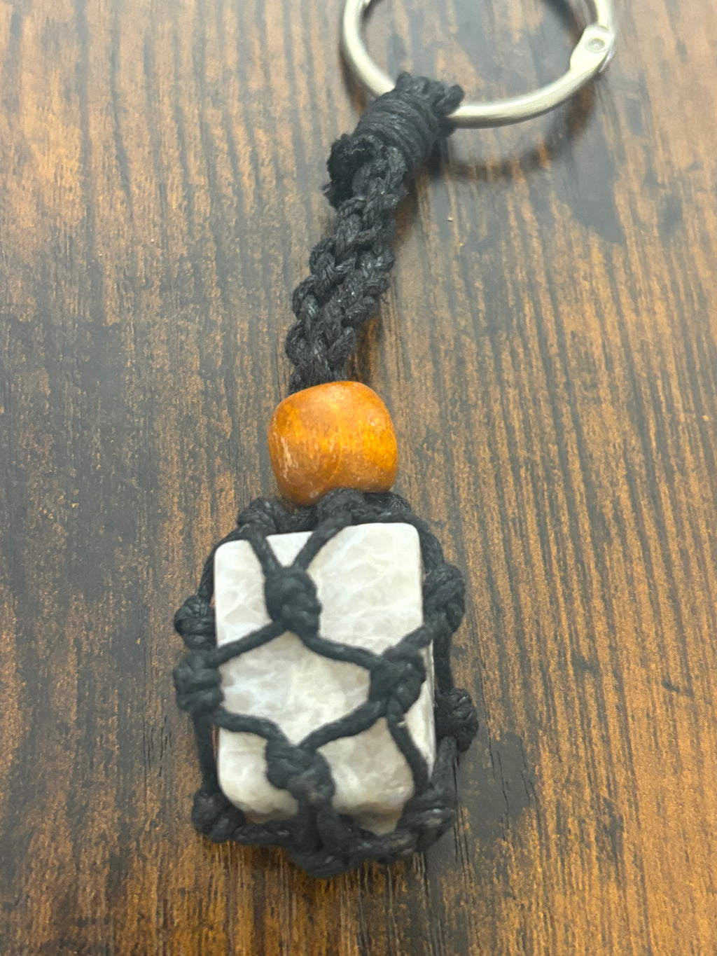 Woven Rope Keychain/Purse Charm-White Quartz