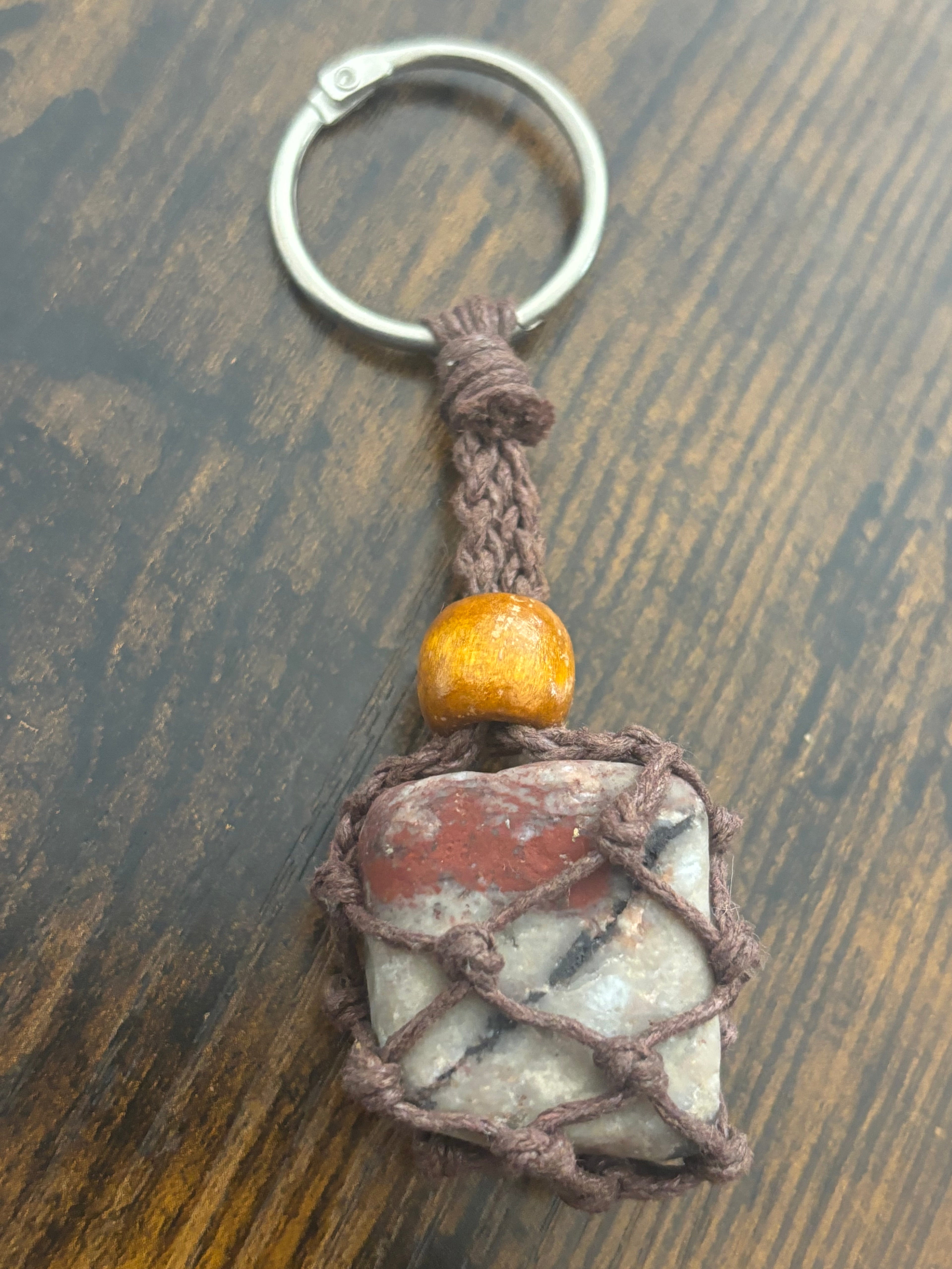 Woven Rope Keychain- Quartzite Banded with Iron