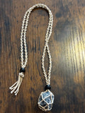 Woven Rope Necklace Tan- Dalmatian Stone