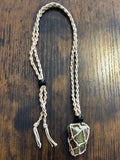 Woven Rope Necklace Tan- Green Jade Matrix Serpentine