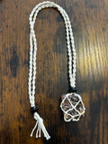 Woven Rope Necklace White-Red Cement