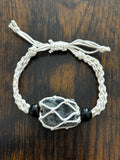 Woven Rope Bracelet White- Dalmatian Stone