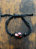 Woven Rope Bracelet Black- Red Jasper matrix Quartz