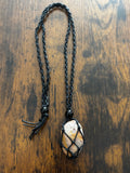 Woven Rope Necklace Black-Grey Tigers Eye
