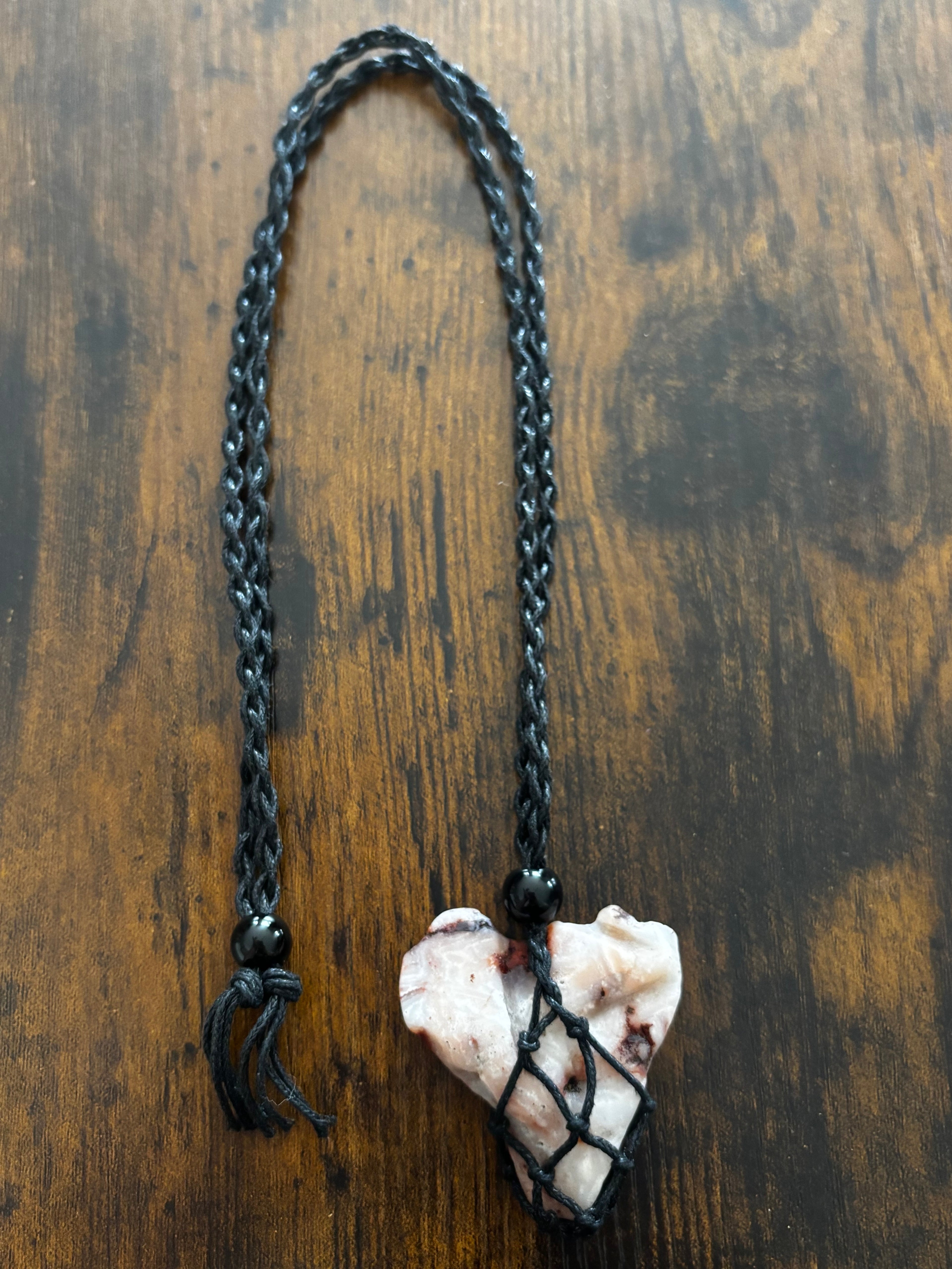 Woven Rope Necklace Black-Cave Coral Triangle