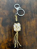 Gold Woven Rope Keychain-Cave Coral