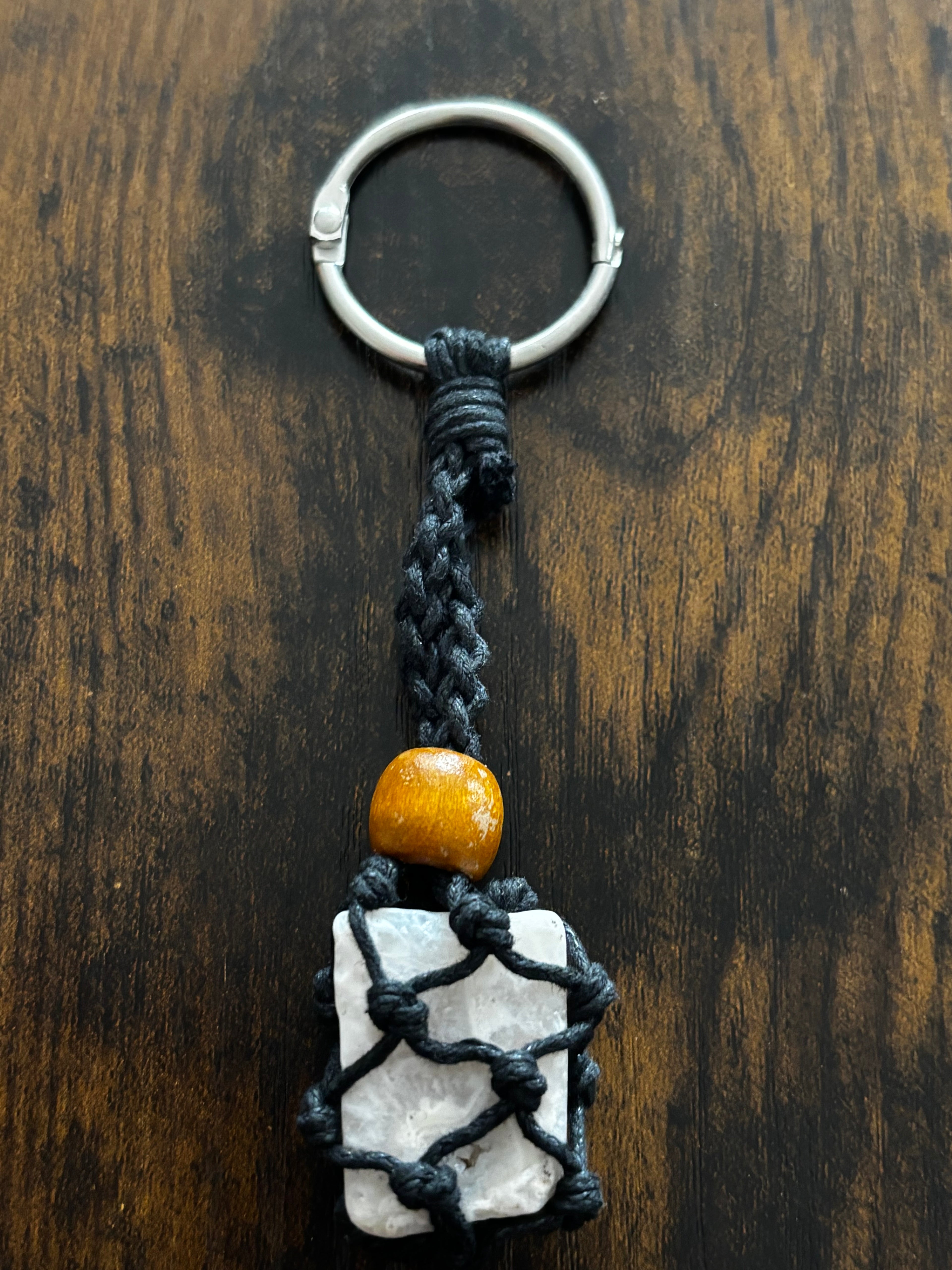 Woven Rope Keychain- White Quartz